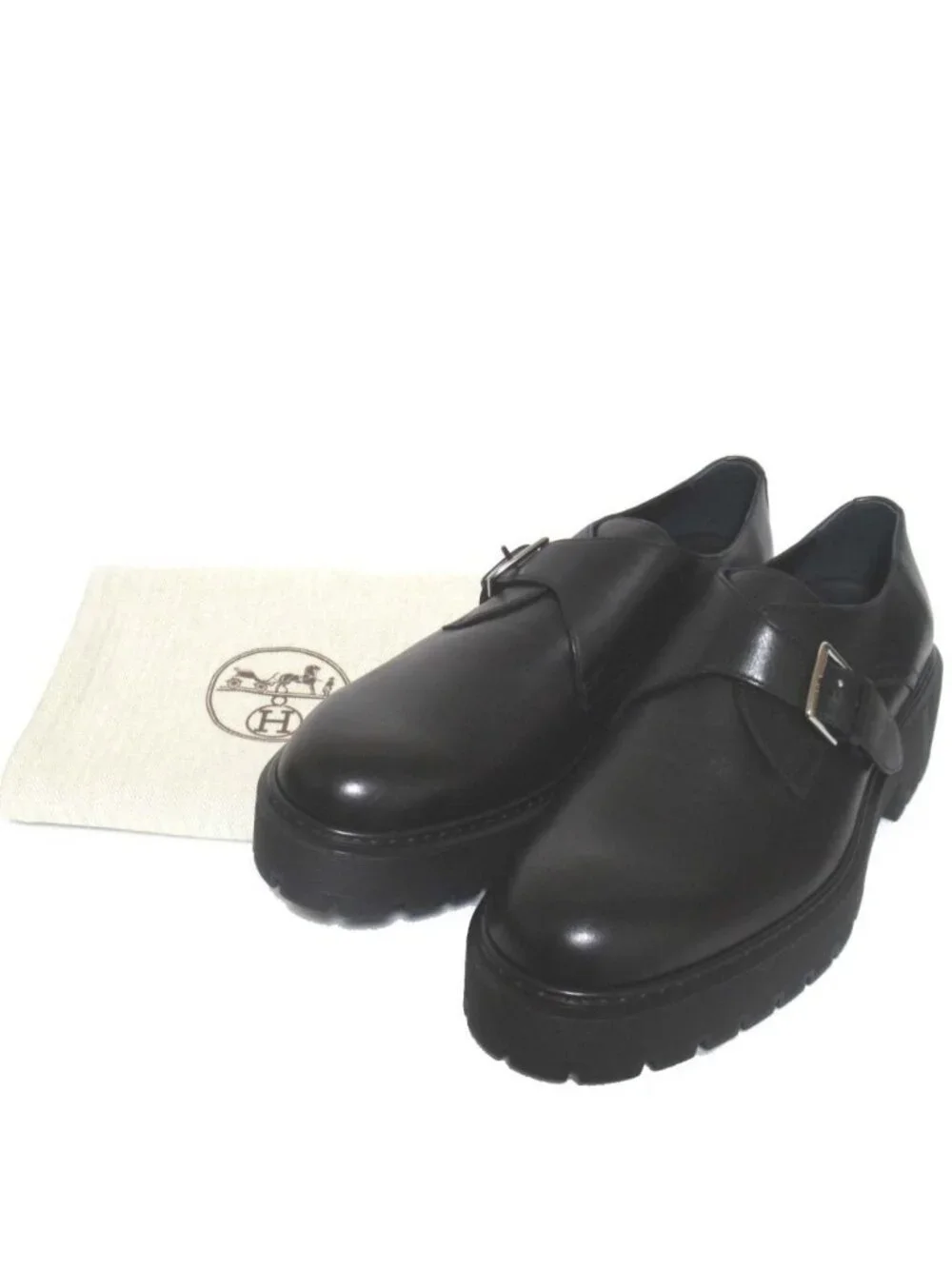 Hermes Happen Leather Single Monk Strap Derby Shoes 43